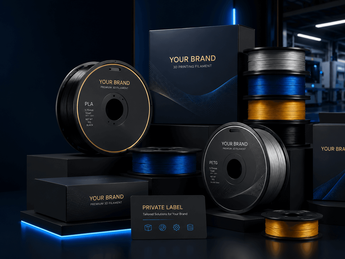 Premium FDM filament spools for OEM and private label branding